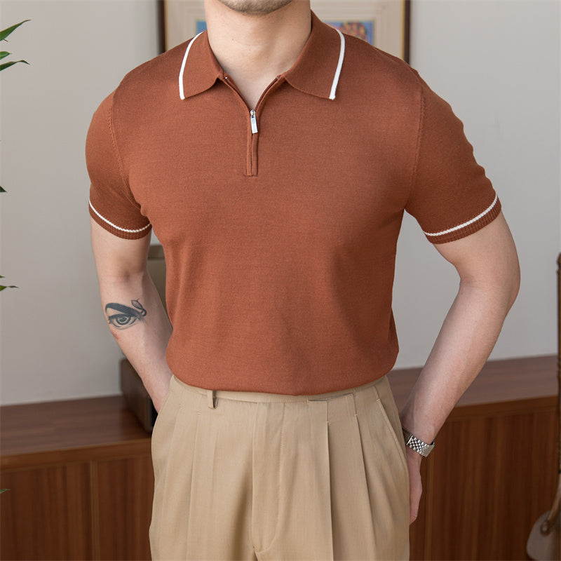 Versatile Slim Knitted POLO Shirt Retro Men