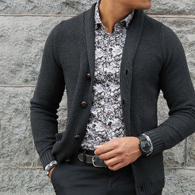 Men's Cardigan Single-breasted Sweater Top
