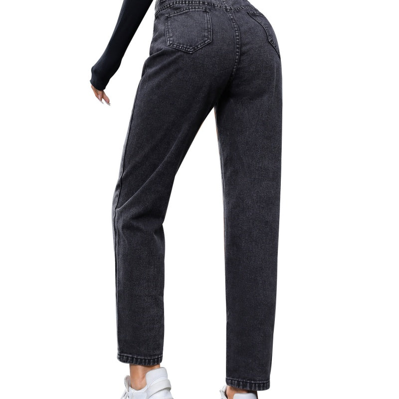 Women's Clothing Loose Hole Slimming Denim Polyester Trousers Fashion