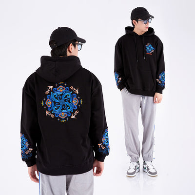 Heavy Industry Embroidered Auspicious Totem Hooded Sweater Men