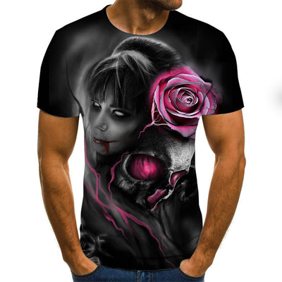 Printed 3DT Shirts Horror Skull Print Short Sleeve T-Shirts For Men And Women