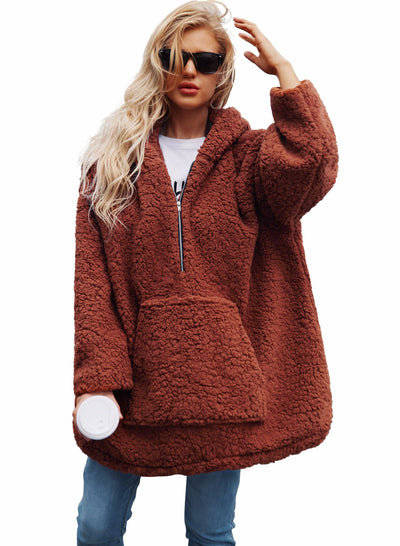 Plush large size sweater coat
