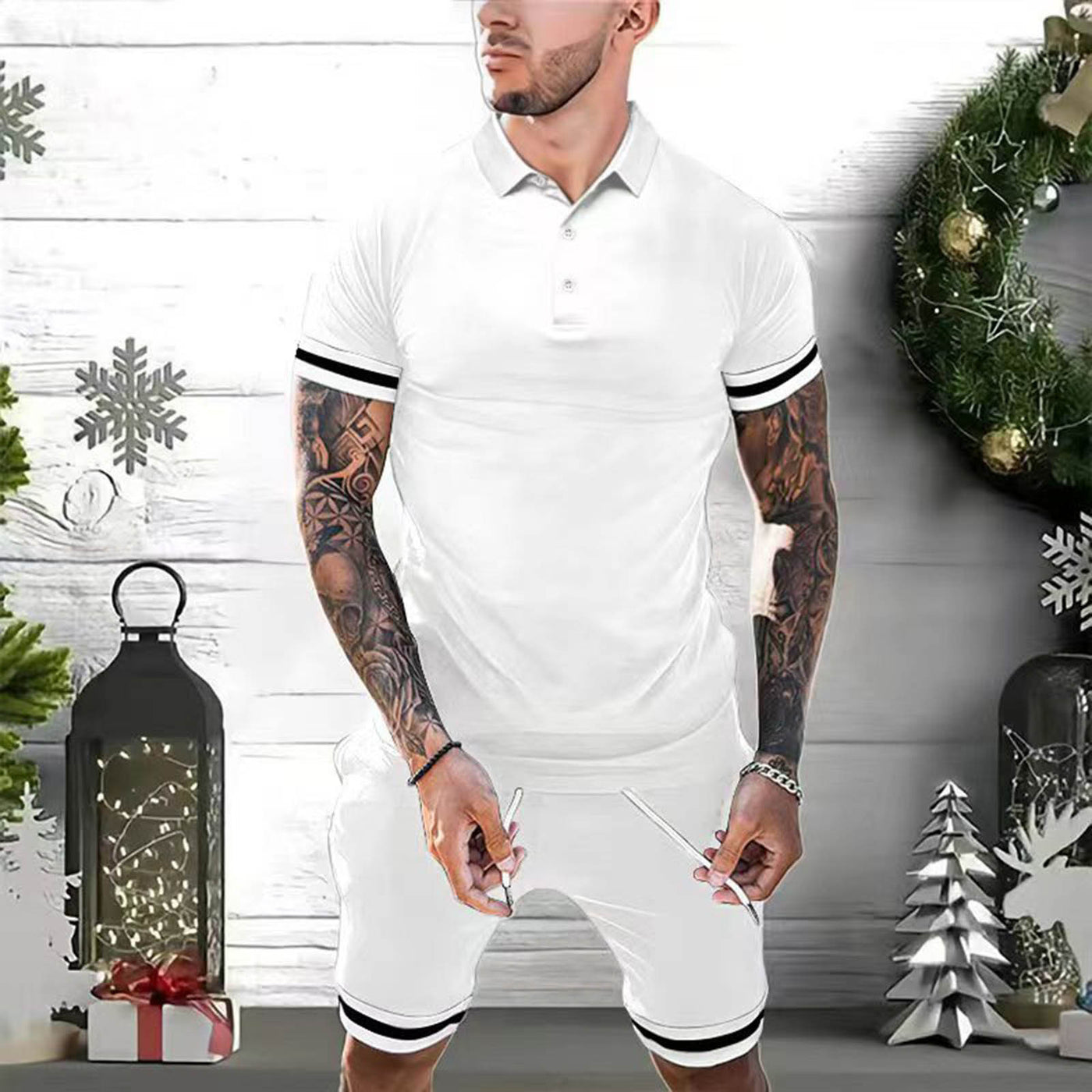 Mens Short Sets 2 Piece Outfits Polo Shirt Fashion Summer Tracksuits Casual Set Short Sleeve And Shorts Set For Men