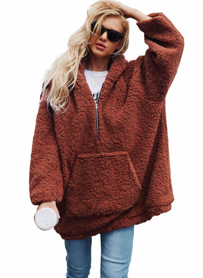 Plush large size sweater coat