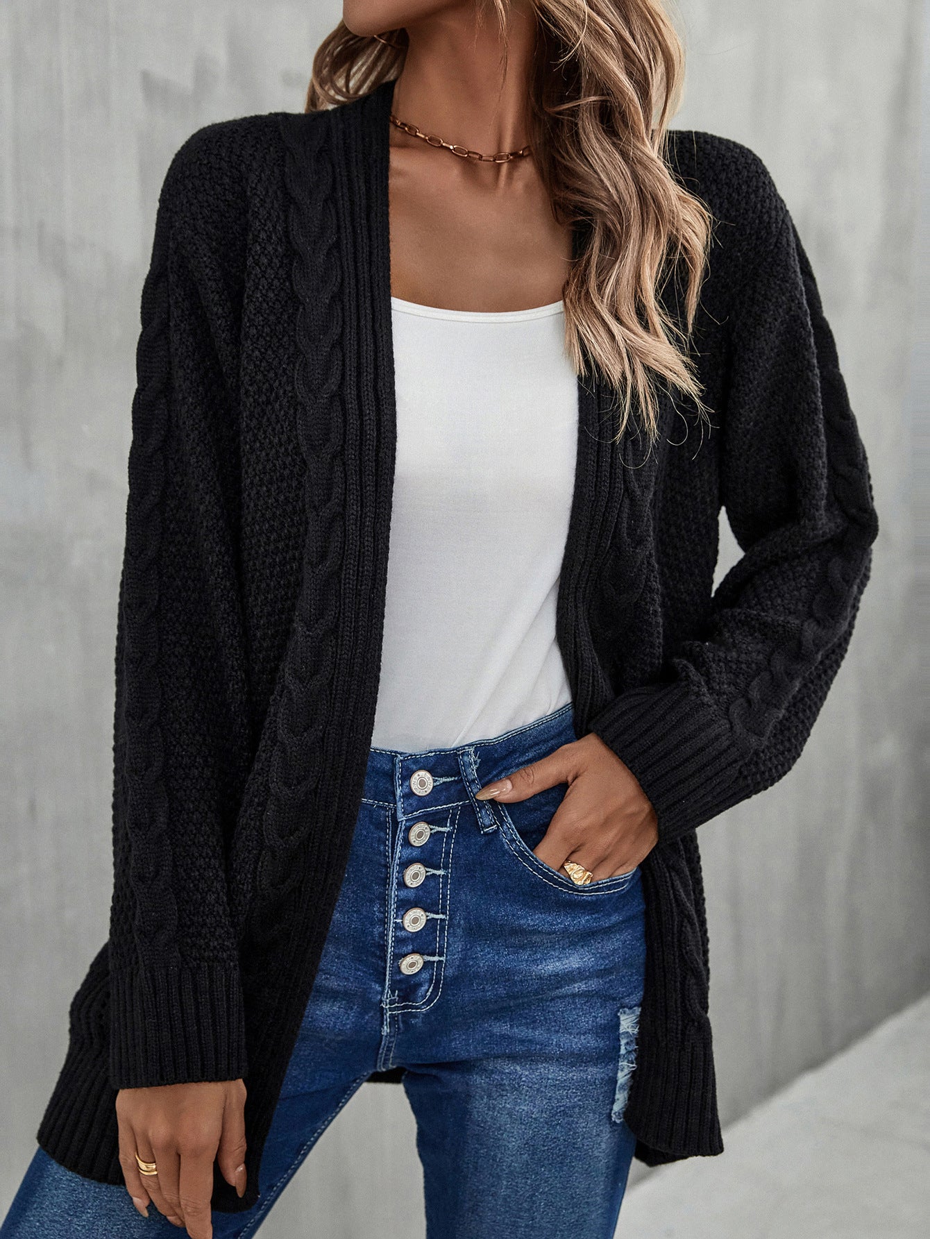 Autumn And Winter New Women's Cardigan Irregular Sweater Hollow Out Sweater Coat