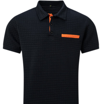 Button Jacquard Plaid Men's Sports Polo Shirt Men
