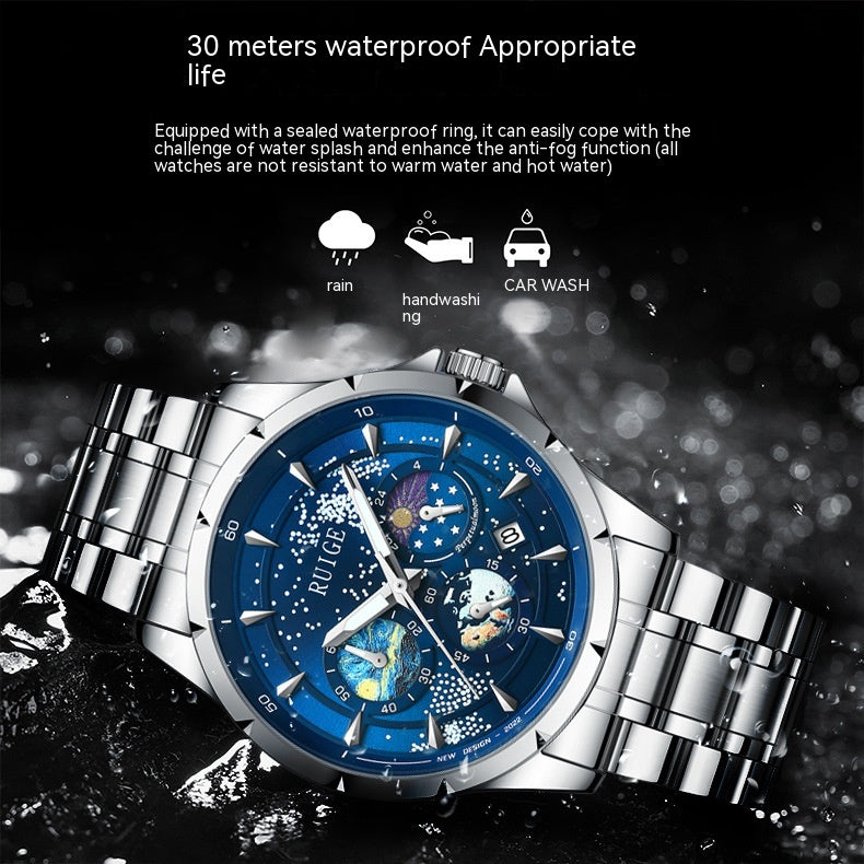 Star Sea Quartz Multi-functional Luminous Waterproof Men's Watch